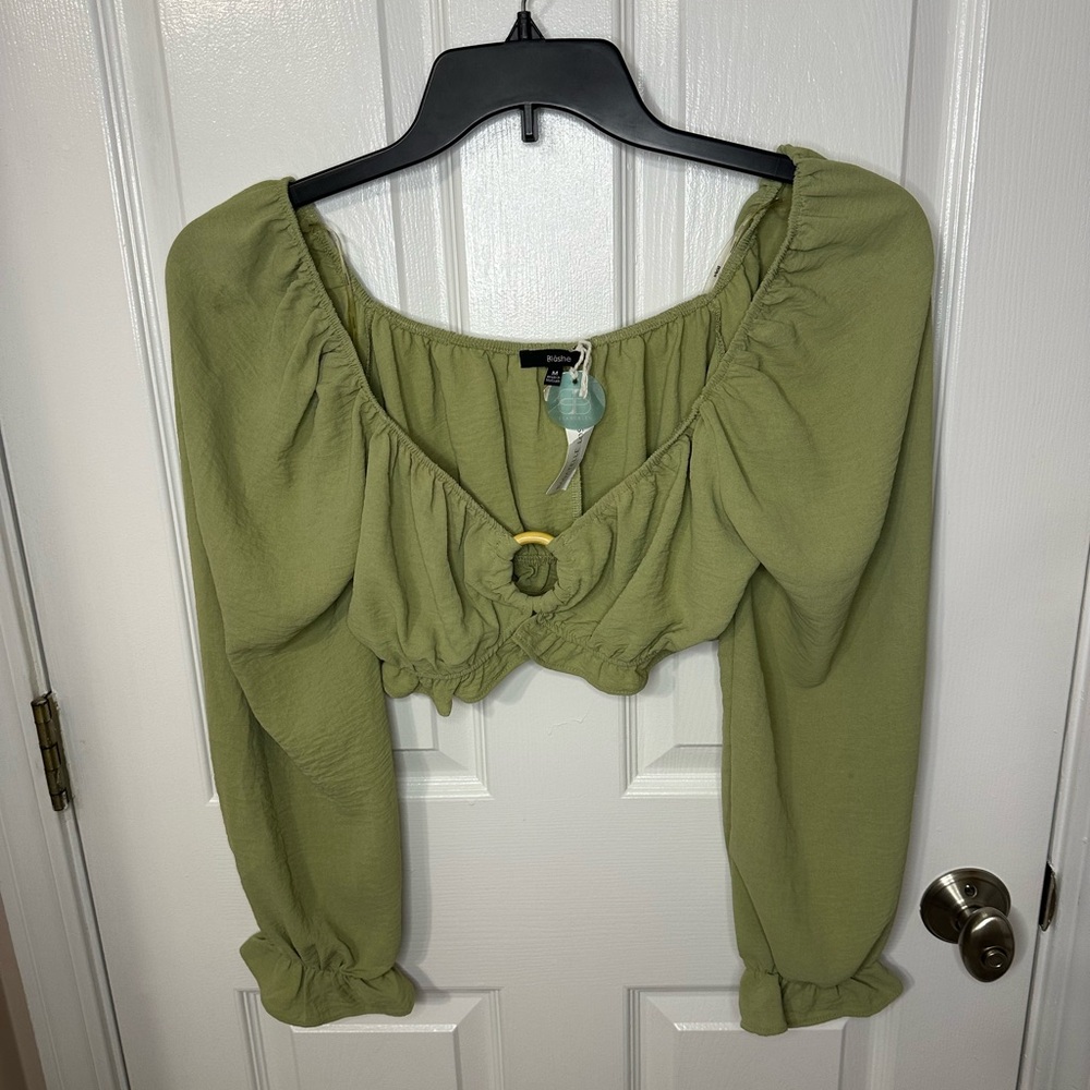 Blashe Womens Top Med Off Shoulder Crop Y2K Renaissance Fairy Dainty Bohemian